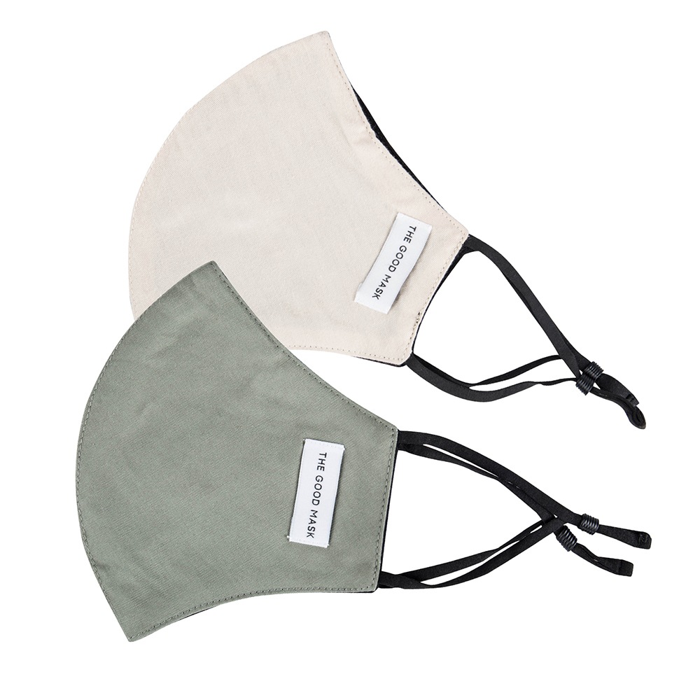 2PK The Good Brand Reusable Breathable 2 Ply Face Mask w/ PM2.5 Filter