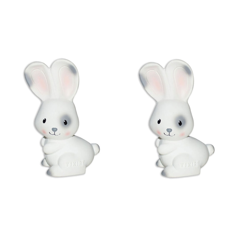 2PK Tikiri Bunny Natural Rubber Baby Teething & Bath Toy w/ Built in Rattle