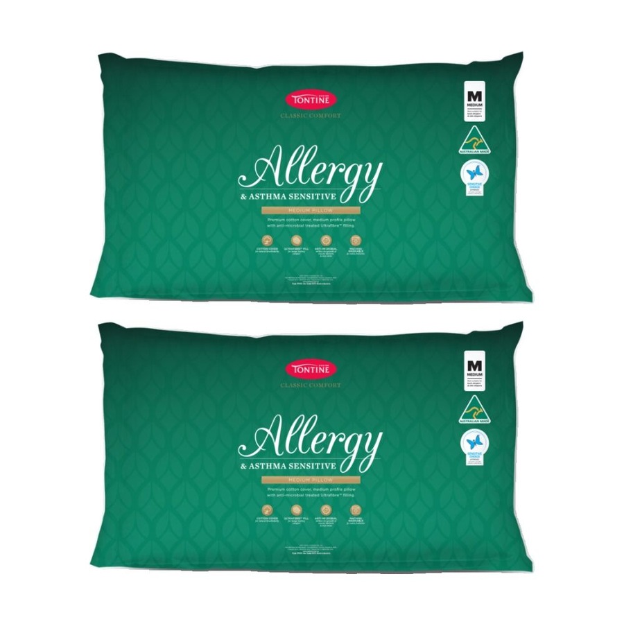 2PK Tontine Classic Comfort Allergy & Asthma Sensitive Pillow Medium Standard