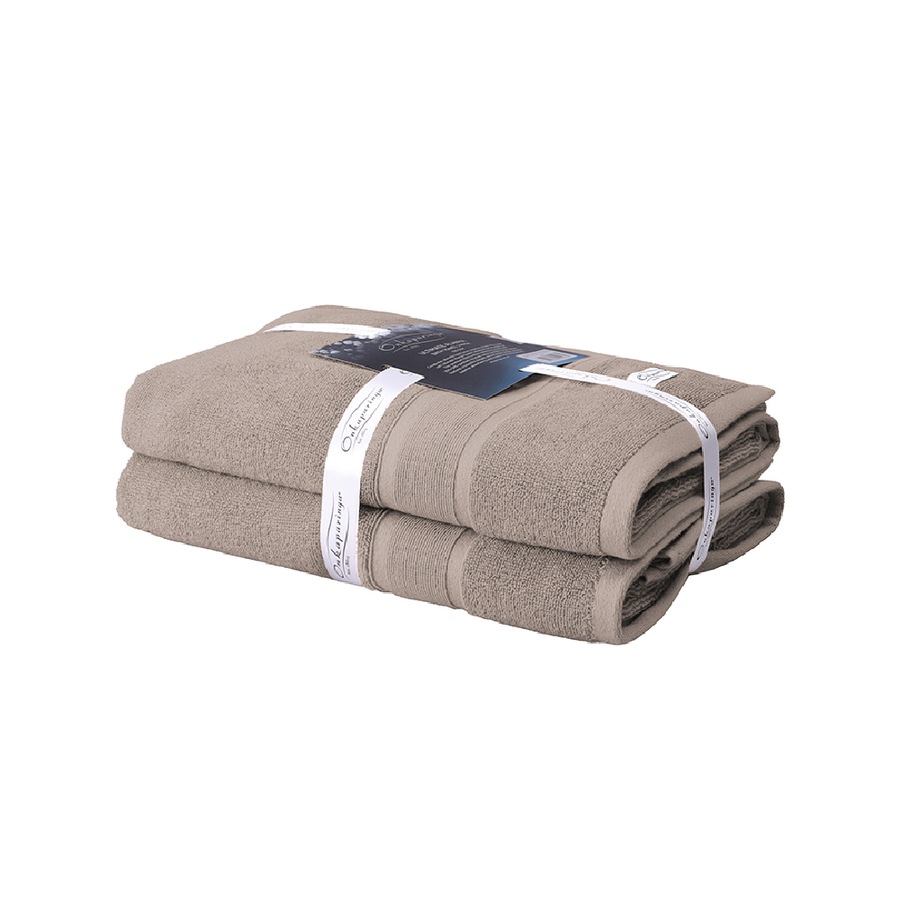 2PK Ultimate Alanya Turkish Cotton Bath Towel 550Gsm Highly Absorbant Almond