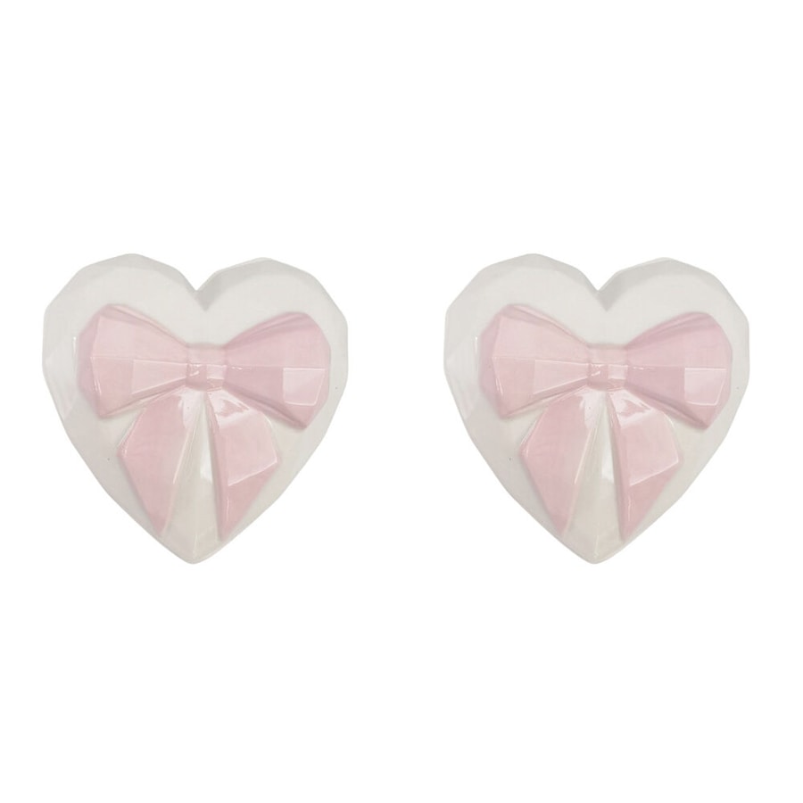 2PK Urban Ceramic Heart w/ Bow Trinket Storage Box 9cm Pink/White