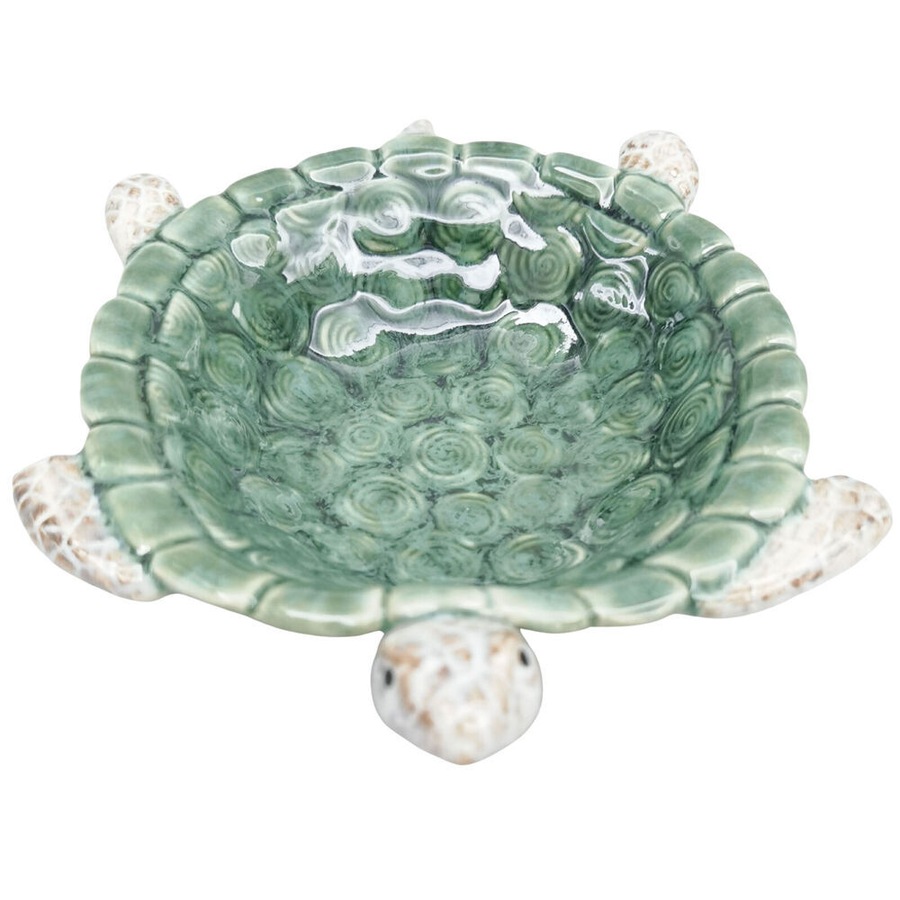 2PK Urban Ceramic Reef Turtle Trinket Storage Tray Bowl 22x17cm Green
