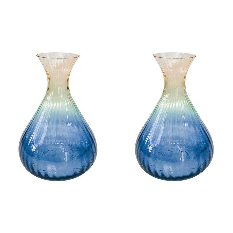 2PK Urban Ellie Ombre 2L Glass Decanter Pitcher Jug 24x10cm Amber Blue
