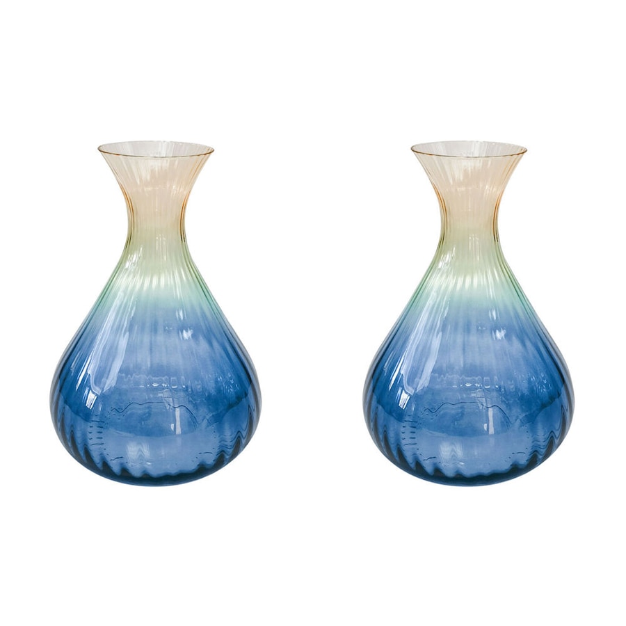 2PK Urban Ellie Ombre 2L Glass Decanter Pitcher Jug 24x10cm Amber Blue