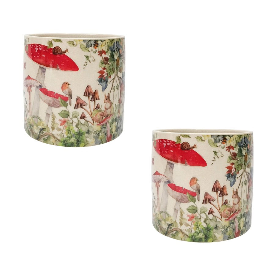 2PK Urban Enchanted Garden Fairy Home Garden Decor Plant Pot Red Planter 14cm