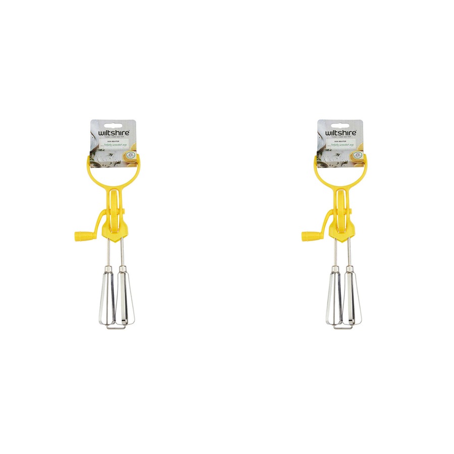 2PK Wiltshire Comfortable Grip Manual Egg Beater/Scrambler/Whipper Utensil