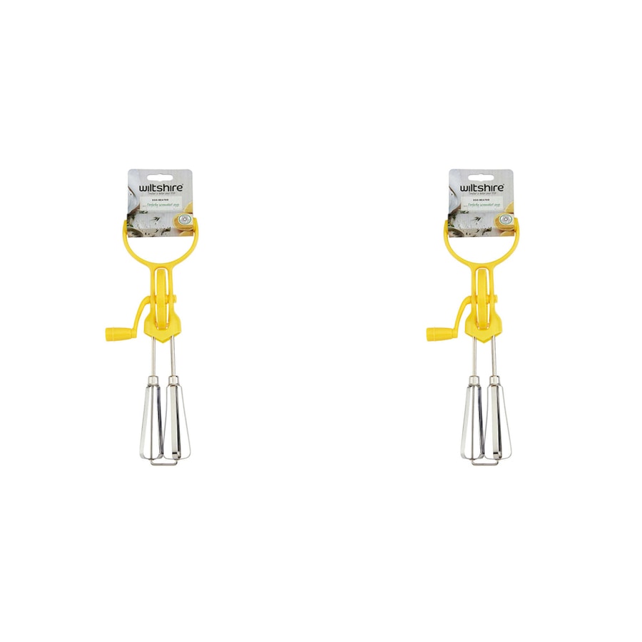 2PK Wiltshire Comfortable Grip Manual Egg Beater/Scrambler/Whipper Utensil