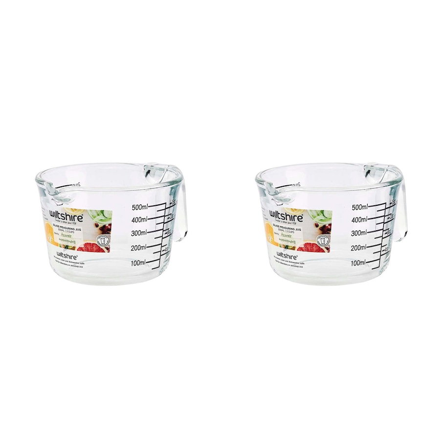 2PK Wiltshire Glass Kitchenware Australian Metric Measuring Jug 500ml/2 Cups