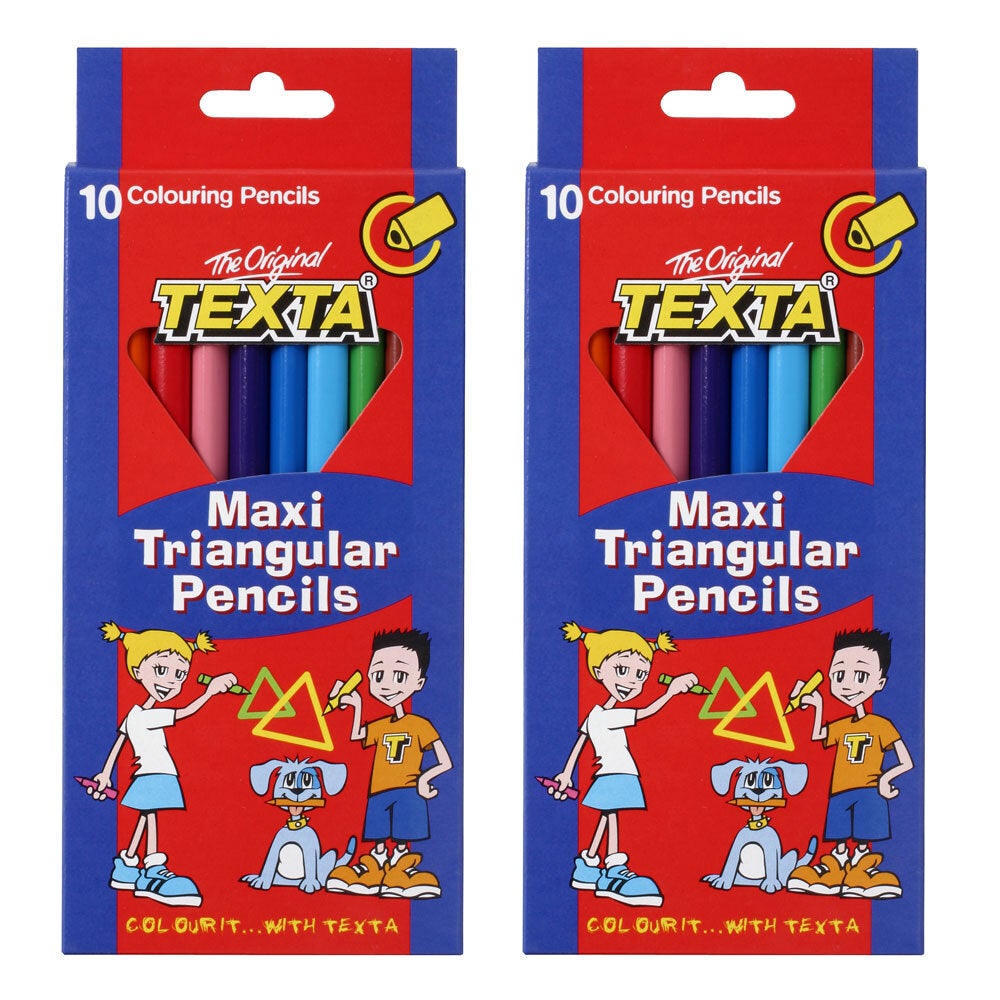 2x 10pc Texta Maxi Triangular Colouring Pencils Drawing Coloured Sketch f/ Kids