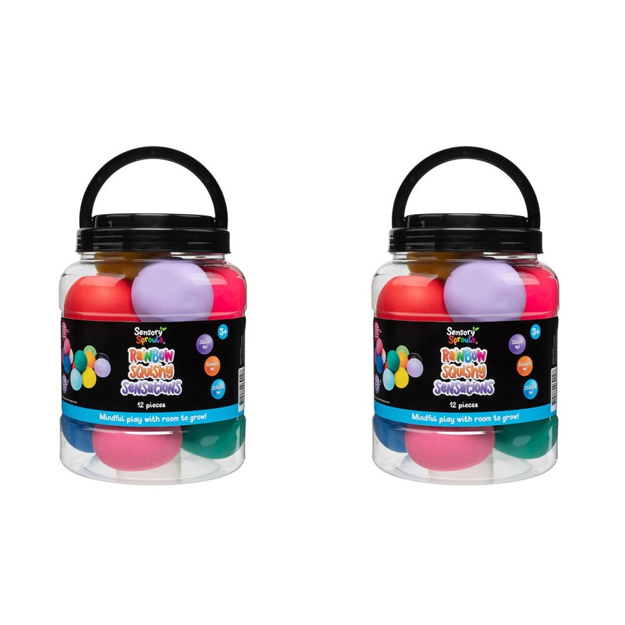 2x 12pc Sensory Sprouts Rainbow Squishy Sensations Jar Kids Toy Multicoloured