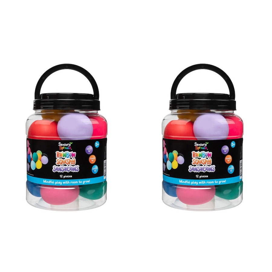 2x 12pc Sensory Sprouts Rainbow Squishy Sensations Jar Kids Toy Multicoloured