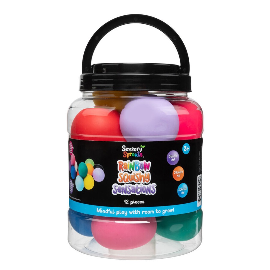 2x 12pc Sensory Sprouts Rainbow Squishy Sensations Jar Kids Toy Multicoloured