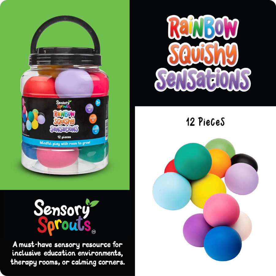 2x 12pc Sensory Sprouts Rainbow Squishy Sensations Jar Kids Toy Multicoloured