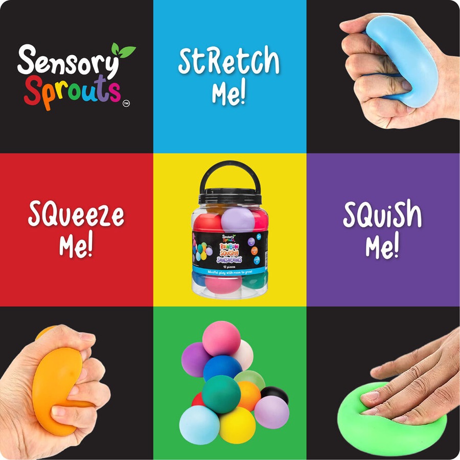 2x 12pc Sensory Sprouts Rainbow Squishy Sensations Jar Kids Toy Multicoloured