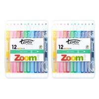 2x 12pc Texta The Original Zoom Kids Non Toxic Twist Colouring Crayons Hard Case
