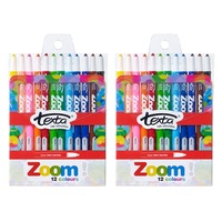 2x 12pc Texta The Original Zoom Non Toxic Twist Crayons Colouring/Drawing Kids