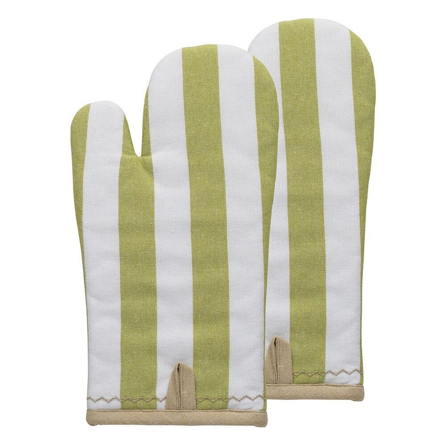 2x 2pc Porto Night Before Polycotton Oven Mitts Kitchen Cooking 32x15.5cm Lime