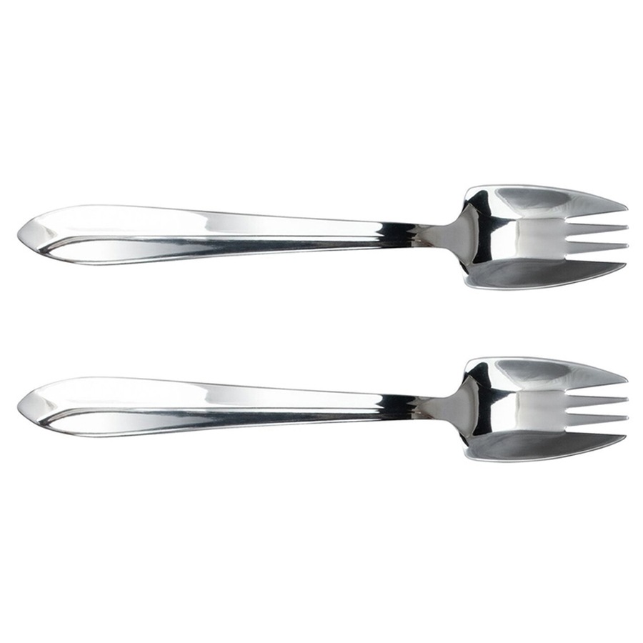 2x 2pc Splayd Kids All-in-One 14cm SS Mini Mirror Knife/Spork Utensil Set Silver