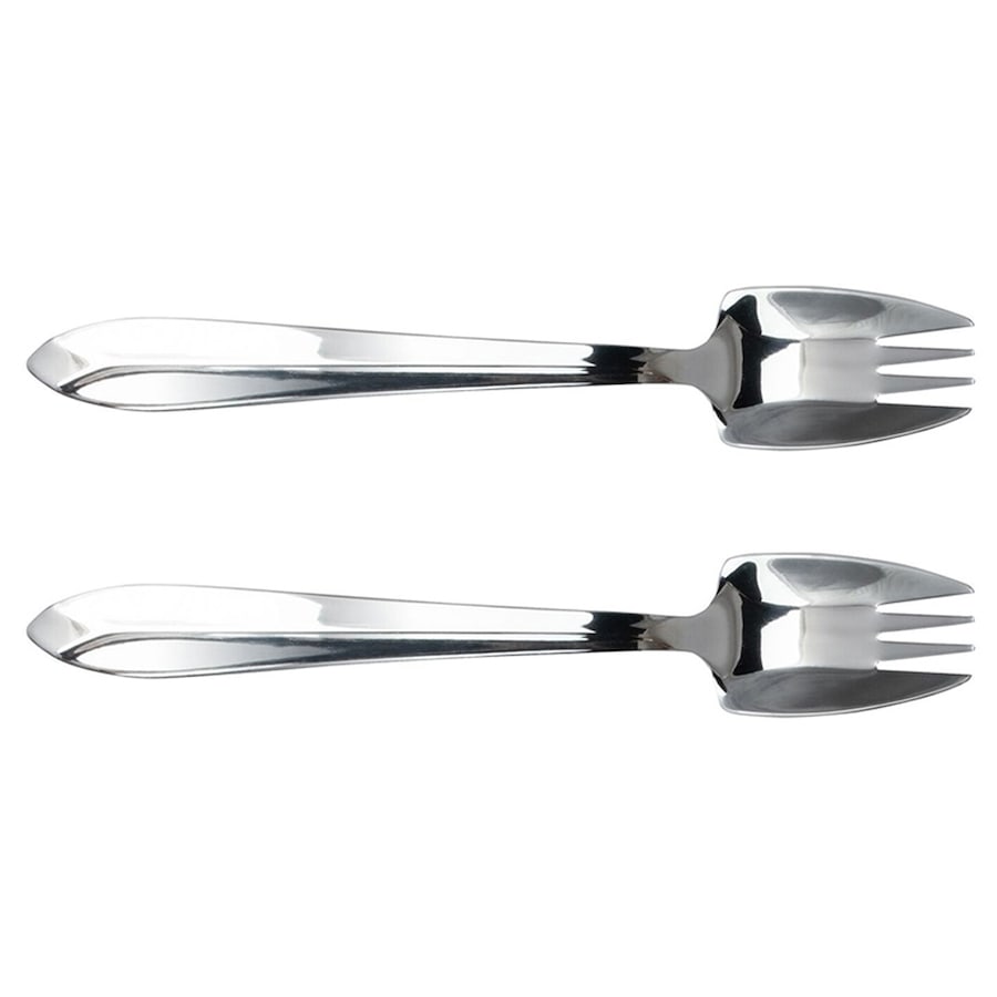 2x 2pc Splayd Kids All-in-One 14cm SS Mini Mirror Knife/Spork Utensil Set Silver