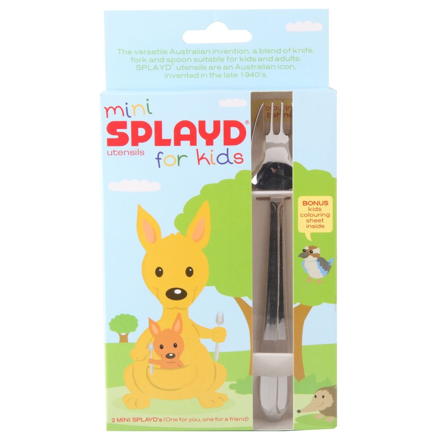 2x 2pc Splayd Kids All-in-One 14cm SS Mini Mirror Knife/Spork Utensil Set Silver