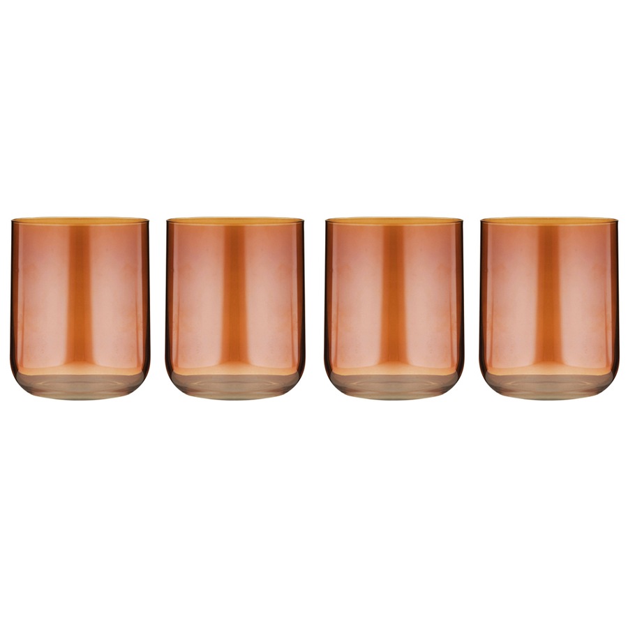 2x 2pc Tempa Verity Lowball Tumbler Drinking Glass Crystal Barware Set Amber