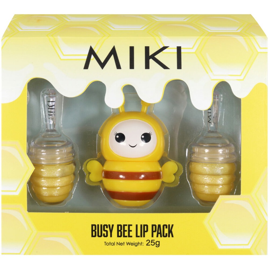 2x 3pc Miki Busy Bee Lip Gloss And Bee Lip Balm Set With Honey Fragrance - 3y+