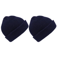 2x 3Peaks Bogong Beanie Kids Knitted 100% Wool 3m Thinsulate Lining Hat Navy