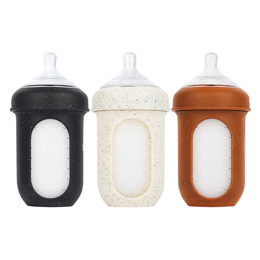 2x 3PK Boon Nursh Collapsible Silicone Baby Bottle Speckle 237ml 3 Months+