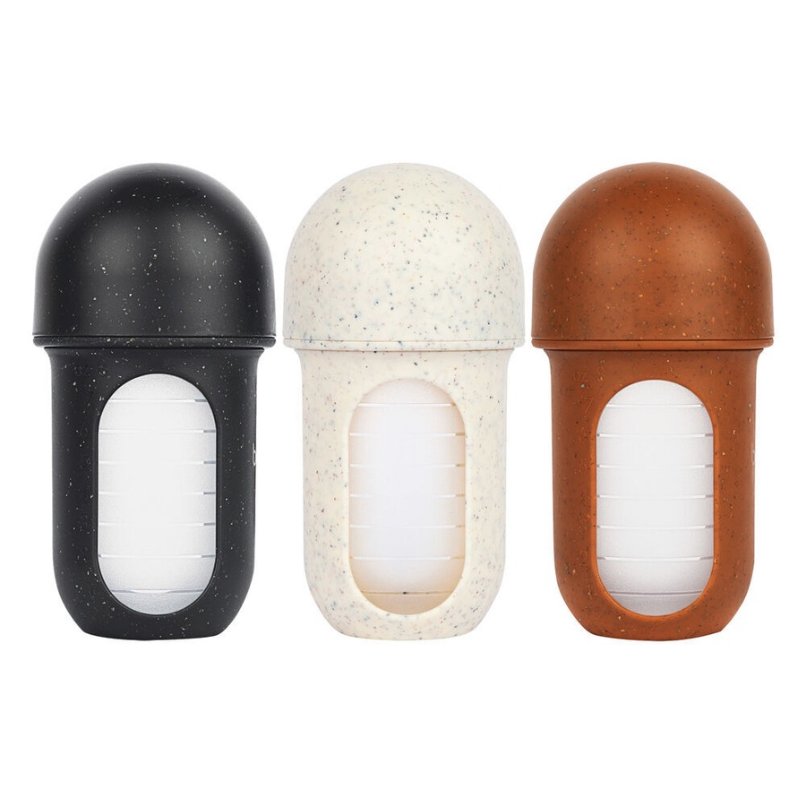 2x 3PK Boon Nursh Collapsible Silicone Baby Bottle Speckle 237ml 3 Months+