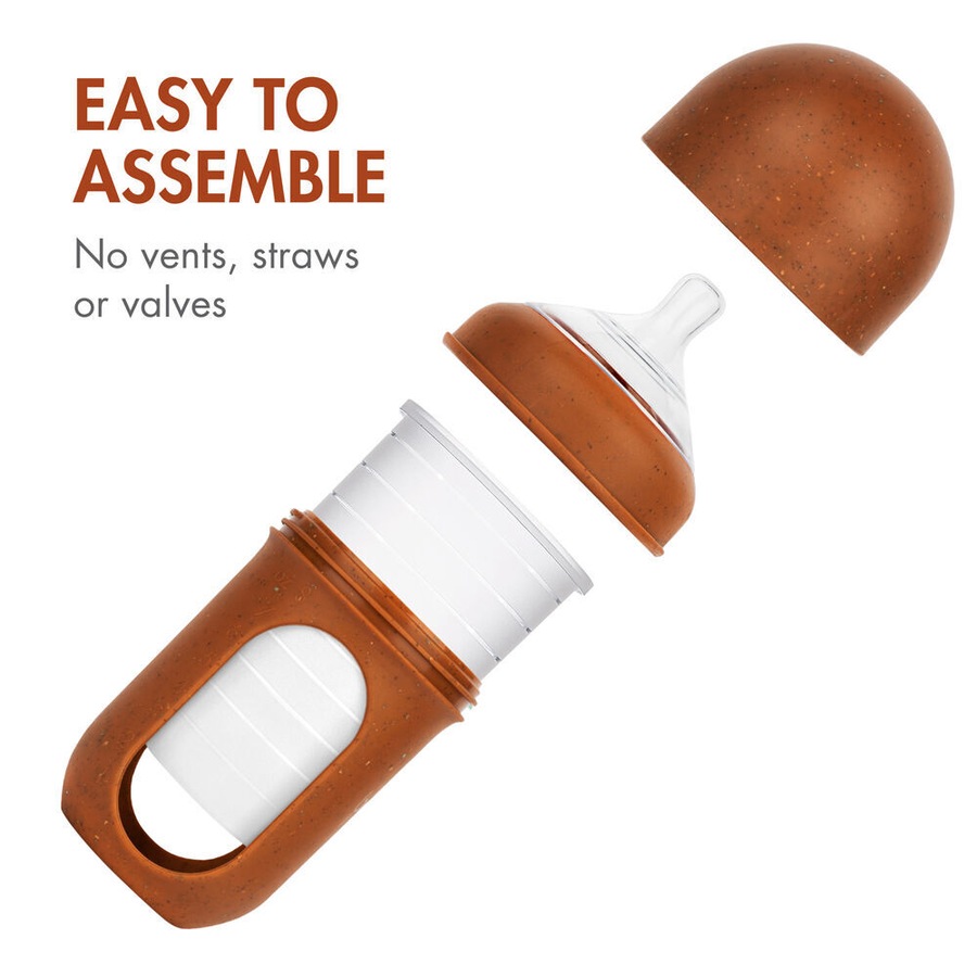 2x 3PK Boon Nursh Collapsible Silicone Baby Bottle Speckle 237ml 3 Months+