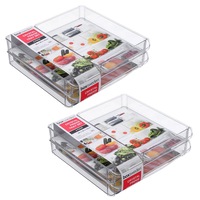 2x 3PK Boxsweden 30x30cm Crystal Fridge/Pantry Kitchen Food BPA Free Tray Clear