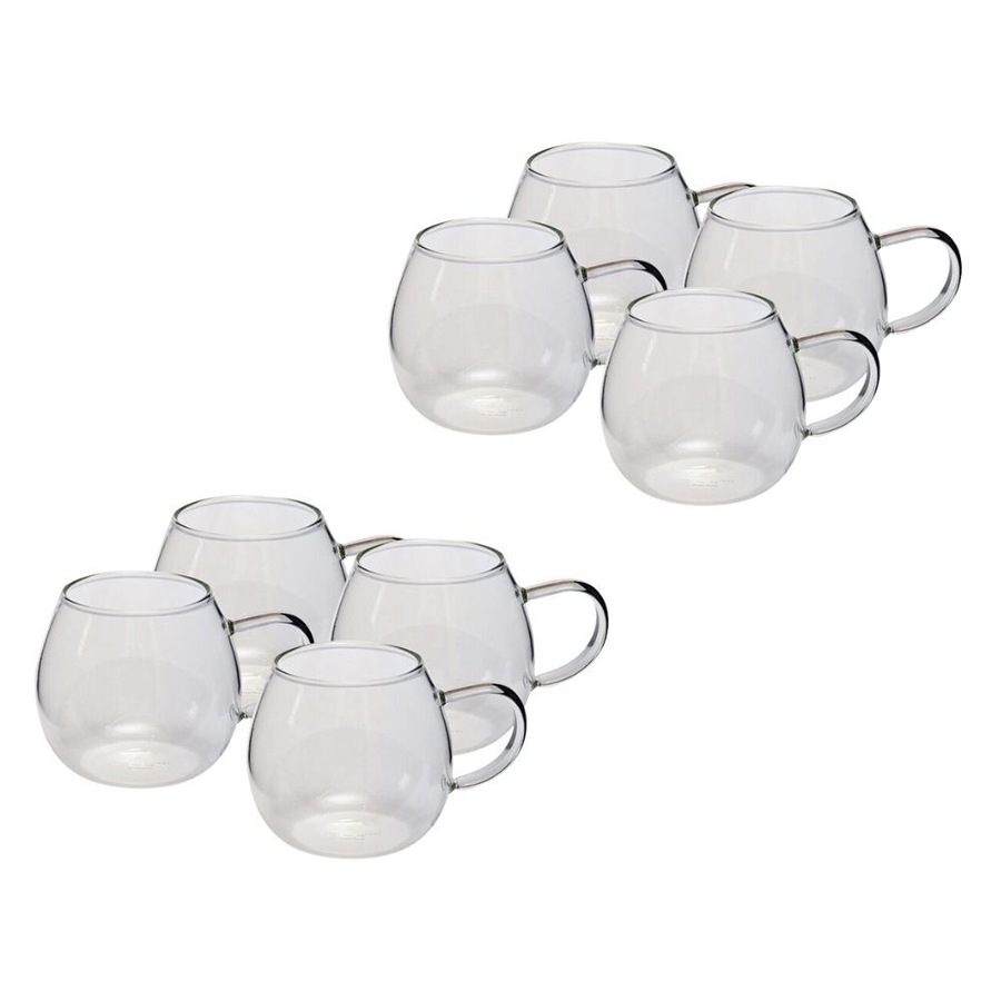 2x 4pc Coffee Culture Deca 380ml Glass Single Wall Hot/Cold Drink Mug Set Clear