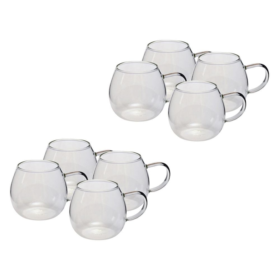 2x 4pc Coffee Culture Deca 380ml Glass Single Wall Hot/Cold Drink Mug Set Clear