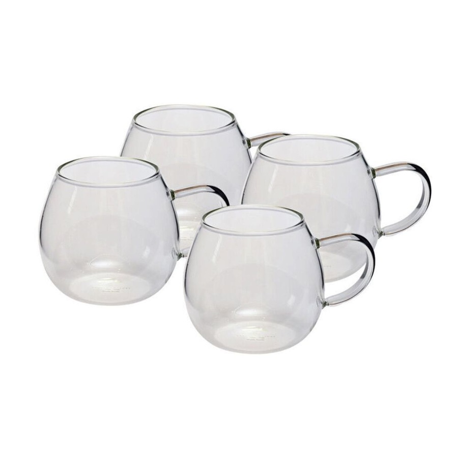 2x 4pc Coffee Culture Deca 380ml Glass Single Wall Hot/Cold Drink Mug Set Clear