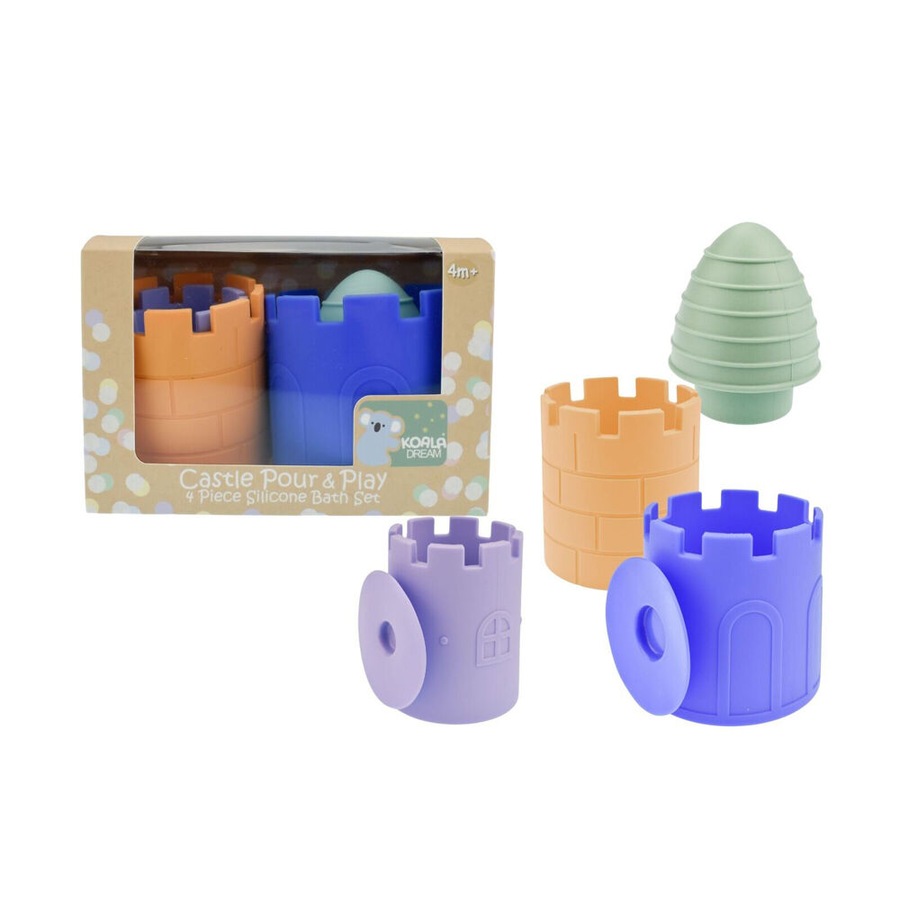 2x 4pc Koala Dream Silicone Baby Castle Pour & Play Bath Toy Playset 4m+
