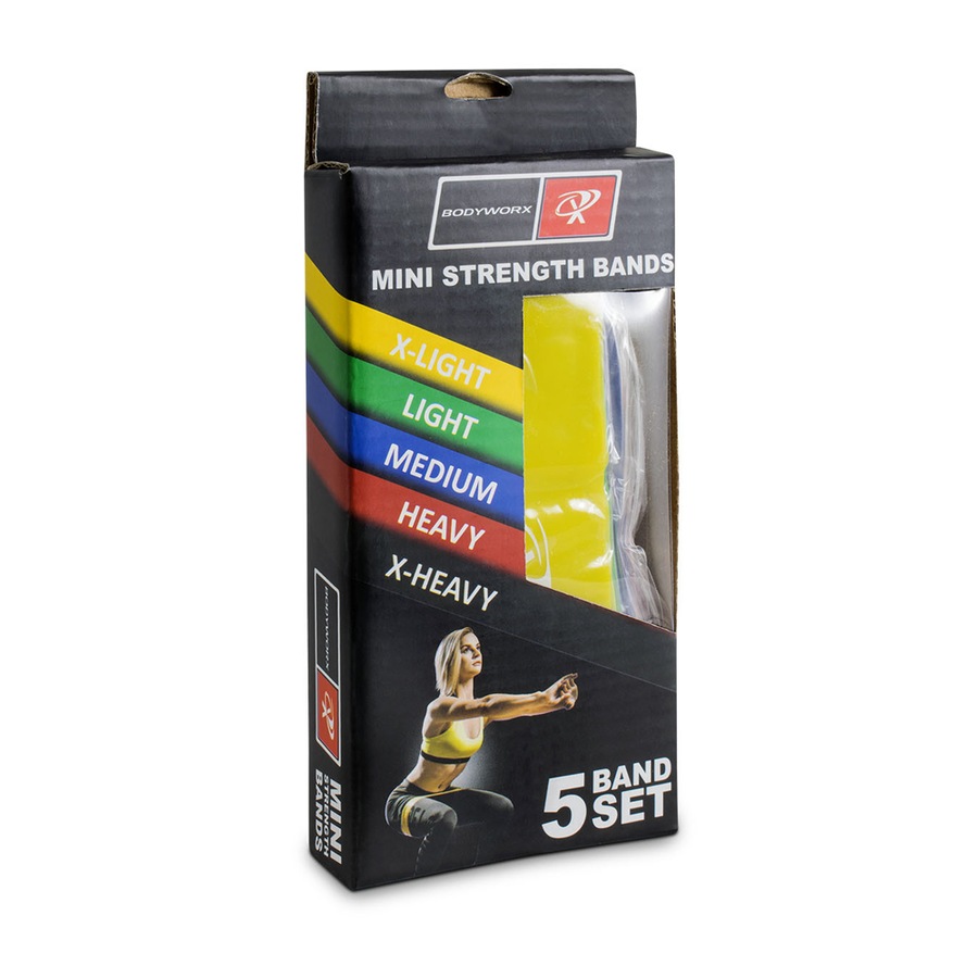 2x 5pc Bodyworx Mini Strength Latex Bands Workout Elastic Loop Set w/ Carry Bag