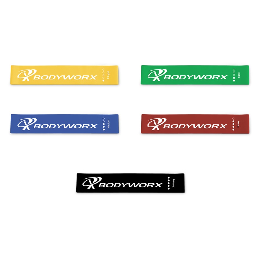 2x 5pc Bodyworx Mini Strength Latex Bands Workout Elastic Loop Set w/ Carry Bag