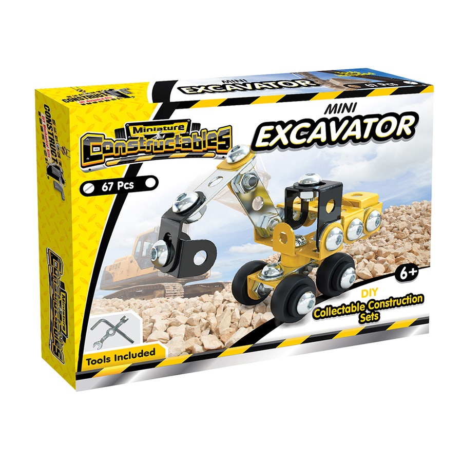 2x 67pc Construct IT Constructables DIY Excavator Toy Set w/ Tools Kids 6y+ YLLW
