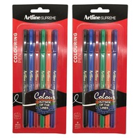 2x 6pc Artline Supreme 0.6mm Colouring/Draw Pens School/Office Assorted Colours