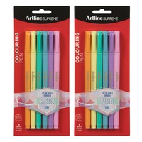 2x 6pc Artline Supreme 0.6mm Fine Point Pens Art/Crafts Assorted Pastel Colours