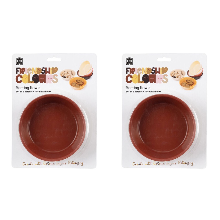 2x 6pc Educational Colours Friendship Colour Sorting Bowls 16cm Skin Tones