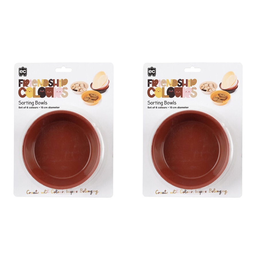 2x 6pc Educational Colours Friendship Colour Sorting Bowls 16cm Skin Tones