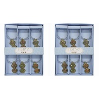 2x 6pc Metal 13cm Wine Charms Double Shell Champagne Bottle Ring Tag/Marker Set
