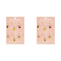 2x 6pc Urban Fruity 4cm Metal/Enamel Wine Charms Drink Ring Marker/Tag Assorted