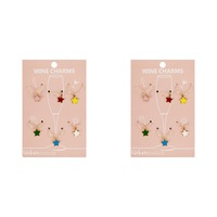 2x 6pc Urban Stars 4cm Metal/Enamel Wine Charms Drink Charms Ring Marker Asst