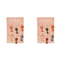 2x 6pc Urban Wine O'Clock 4cm Metal/Enamel Wine Charms Drink Ring Tag Assorted