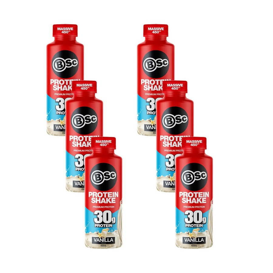 2x 6PK BSc Ready To Drink Premium 30g Protein Shake Post Workout 450ml Vanilla