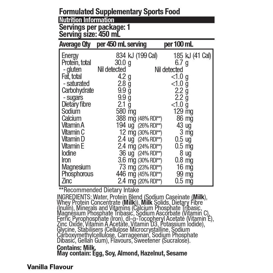 2x 6PK BSc Ready To Drink Premium 30g Protein Shake Post Workout 450ml Vanilla