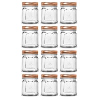 2x 6PK Lemon Lime Square Modena 225ml Glass Jar Kitchen Storage Container Clear