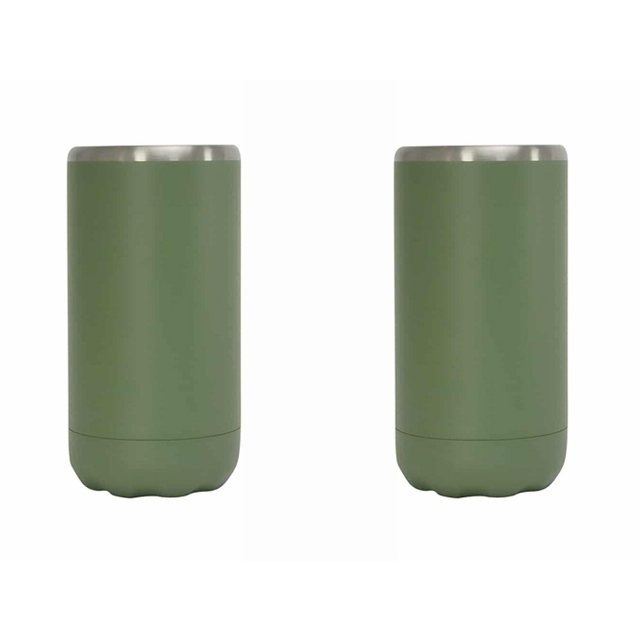 2x Annabel Trends 14.5cm S/S Can Soda Beverage Cooler Insulated Skinny Khaki